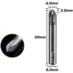 Escariador Metal Duro (90°) 6,0mm (Hrc45) X 3,0mm Corte X 50mm Total X 6,0mm Haste. (FTR3454)