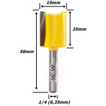Fresa Reta Ø19mm X 25mm Corte X 56mm Total X 6,35mm Haste. (Ftr3294) 