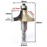 Fresa Ø38mm Raio 16mm X 67mm X 8,0mm Haste. (Ftr3330)