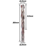 Fresa Esférica 8,0mm (R 4,0mm) X (2c) X 52mm X 80mm X 8,0mm. (Ftr3348)