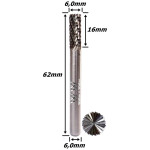 Lima Rotativa Cilíndrica Reta 6,0mm X 16mm Corte X 62mm Total X 6,0mm Haste. (Ftr77)