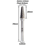 Lima Rotativa Cônica Esférica 3,0mm X 20mm Corte X  70mm Total X 6,0mm Haste. (Ftr0517)