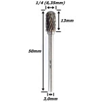 Lima Cilíndrica Ball 6,35mm (1/4) X 13mm Corte X 50mm Total X Haste 3,0mm. (Ftr997)