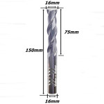 Fresa Helicoidal Ø16mm (2c) X 75mm X 150mm X 16mm. (Ftr3546)