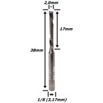 Fresa Down Cut 2,0mm (1c) X 17mm X 38mm X 3,17mm (1/8) Haste. (FTR3387) 