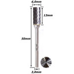 Lima Rotativa Cilíndrica Reta 6,0mm (1/4) X 13mm Corte X 3,0mm Haste. (Ftr3443)