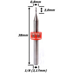 Fresa Helicoidal 0,8mm (2c) X 3,0mm X 38mm X 1/8. (Ftr844) 