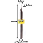 Fresa Helicoidal 0,5mm (2c) X 2,0mm X 38mm X 1/8. (Ftr25)