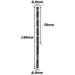 Broca Longa  6,0mm X 140mm. (Ftr3124)