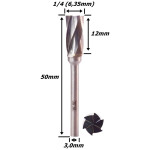 Lima Rotativa Cilíndrica Reta 6,35mm (1/4) X 12mm Corte X 3,0mm Haste. (Ftr0888)