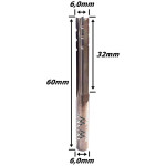 Fresa Reta Paralela TCT 6,0mm (3c) X 32mm Corte X 60mm Total X 6,0mm Haste. (Ftr3447)