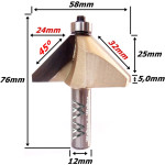 Fresa Chanfrar Ø58mm (90º) 32mm X 12mm Haste. (Ftr51)