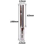 Fresa Reta Paralela Ø12mm (2c) X 62mm Corte X 100mm Total X 12mm Haste. (Ftr0012)