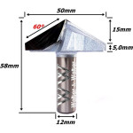 Fresa V Bit Ø50mm (120°) X 15mm Corte X 50mm Total X 12mm Haste. (Ftr797)