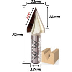 Fresa V Bit Ø22mm (22,5º) X 28mm Corte X 12mm Haste. (Ftr1544)