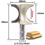 Fresa Arredondar Bastão Ø48mm X 32mm X 12,7mm (1/2) Haste. (Ftr3481)