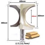 Fresa Arredondar Bastão Ø68mm X 50mm X 12,7mm (1/2) Haste. (Ftr3482)
