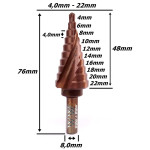 Broca Escalonada Hss Com Cobalto 4,0mmm Até 22mm. (Ftr0017) 
