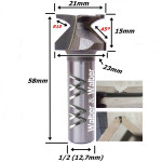 Fresa  P/ Dobra De Mdf Ø21mm X R10mm X (45°) X 12,7mm (1/2) Haste. (Ftr2976)