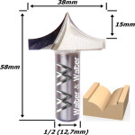 Fresa Pombo Ø38mm (15mm Raio) X 58mm Total X 12,7 (1/2) mm Haste. (FTR3483)