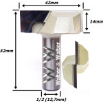 Fresa Plaina Ø42mm X 14mm Corte X 52mm Total X 12,7mm (1/2) Haste. (Ftr3485)