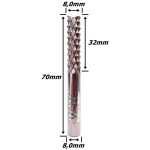 Fresa (Multcortes) 8,0mm X 32mm Corte X 70mm Total X 8,0mm Haste. (Ftr1832) 