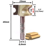 Fresa Arredondar Bastão Ø23mm X 6,35mm (1/4) X 6,0mm Haste. (Ftr733)
