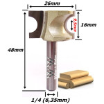 Fresa Arredondar Bastão Ø26mm X 9,5mm X 6,35mm (1/4) Haste. (Ftr0170)