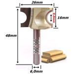Fresa Arredondar Bastão Ø26mm X 9,0mm X 6,0mm Haste. (Ftr0615)