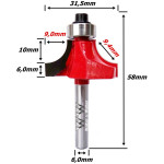 Fresa Ø31,5mm Raio 9,4mm  X 58mm X 6,0mm Haste. (Ftr3281)
