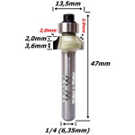 Fresa Ø13,5mm Raio 2,0mm X 47mm X 6,35mm (1/4) Haste. (Ftr2467)
