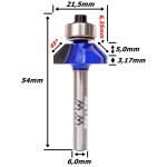 Fresa Chanfrar Ø21,5mm (90º) 5,0mm Raio X 6,35mm (1/4)  X 6,0mm Haste. (Ftr3500)