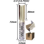 Fresa Reta Ø12,7mm (1/2") X 30mm Corte X 72mm Total X 12mm Haste. (Ftr0142) 