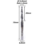 Fresa Cônica Esférica (Hrc45) 3,0mm X 30mm X 75mm Total X 6,0mm Haste. (Ftr0166)