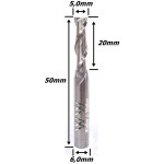 Fresa Helicoidal 5,0mm (2c) X 20mm X 50mm X 6,0mm. (Ftr2465)