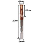 Fresa Helicoidal 8,0mm (Hrc55) (2c) X 30mm X 75mm X 8,0mm. (Ftr3540)