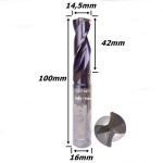 Broca Metal Duro Ø14,5mm X 42mm X 100mm. (Din338) (Ftr3542)