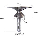 Fresa  P/ Dobra De Mdf Ø76mm X R30mm X (45°) X 12,7mm (1/2) Haste. (Ftr3580)