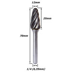 Lima Rotativa ÁRvore 12mm X 25mm ÁRea De Corte. (Ftr3579)