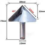Fresa V Bit Ø60mm (90°) X 32mm Corte X 73mm Total X 12mm Haste. (Ftr3621)