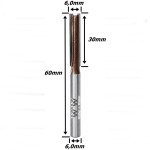 Fresa Reta Paralela 6,0mm (2c) X 30mm Corte X 60mm Total X 6,0mm Haste. (Ftr0121)