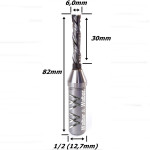 Fresa Up Down Cut 6,0mm (2c) X 30mm Corte X 82mm Total X 12,7mm (1/2) Haste. (Ftr3602)
