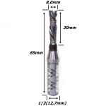 Fresa Up Down Cut 8,0mm (2c) X 30mm Corte X 85mm Total X 12,7mm (1/2) Haste. (Ftr3603)
