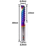 Fresa Up Cut (Dlc) 6,0mm X (1c) X 22mm X 50mm X 6,0mm. (Ftr3614)