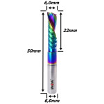 Fresa Down Cut (Dlc) 6,0mm X (1c) X 22mm X 50mm X 6,0mm. (Ftr3615)