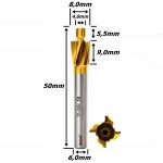 Fresa De Topo Pra Rebaixo 4,0mm X 8,0mm X Haste 6mm. (Ftr3666)