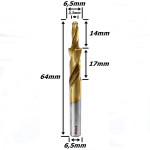 Broca Escalonada 6,5mm X 64mm Total X 6,5mm Haste. (Ftr3671)