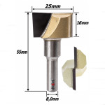 Fresa Plaina Ø25mm X 16mm Corte X 55mm Total X 8,0mm Haste. (Ftr0326) 