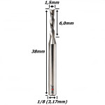 Fresa Down Cut 1,5mm (2c) X 6,0mm Corte X 1/8. (Ftr3679)