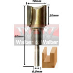 Fresa Reta Ø19mm X 20mm Corte X 60mm Total X 6,0mm Haste. (Ftr306)